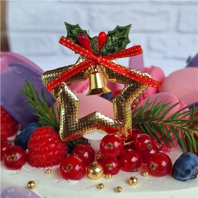 Украшение колокольчик «Merry Christmas» с золотой звездой