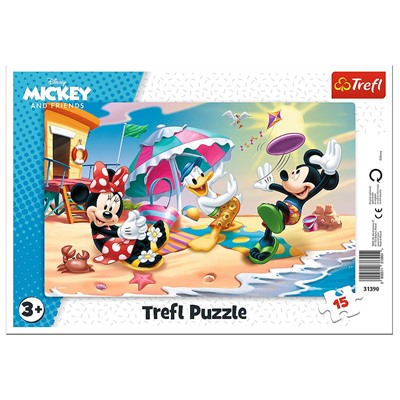 Trefl. Пазл-рамка 15 арт.31390 "Disney Mickey. Игра на пляже"