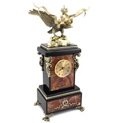 Часы каминные из яшмы и долерита "Двуглавый орел" 240*130*390мм.