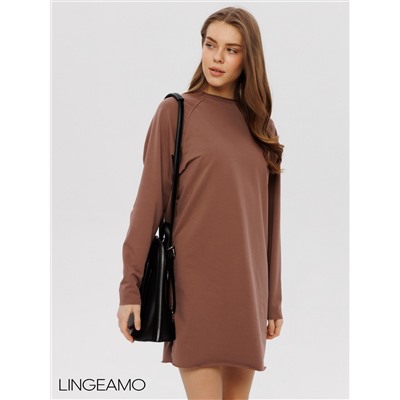Женское платье с рукавом реглан из футера 2-х нитки Lingeamo какао ВП-11 (02)