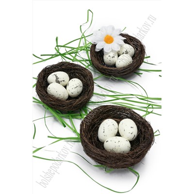 Пасхальный декор 6 см "Яйца в гнезде" (3 шт) SF-5017, №1