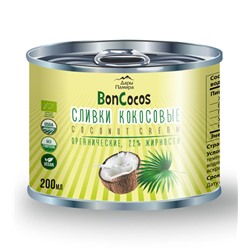 Сливки кокосовые органические, жирность 22%. BonCocos. 200 мл.
