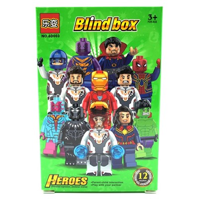 11 Конструктор SuperHeroes BlindBox с сюрпр.(асс.) 9.5*4.5см /коробка 6D003H АКЦИЯ! СКИДКА 50%