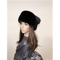 Комплект шапка+Снуд "Бини-3" мех норка, цвет черный