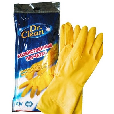 Перчатки резиновые Доктор Клин размер L (желтые) АКЦИЯ! СКИДКА 20%