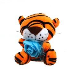 Мягкая игрушка «Тигрёнок с цветком», 8 см, на подвесе, цвета МИКС