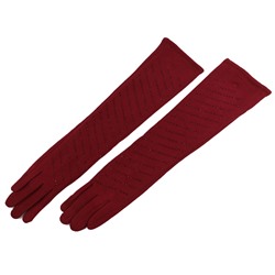 Длинные трикотажные перчатки утепленные со стразами (бордо)