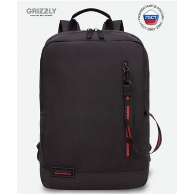 Рюкзак молодежный RQL-313-1/2 черный - красный 28х42х12 см GRIZZLY