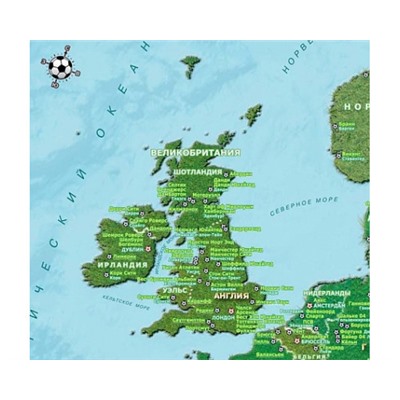 Футбольная карта Европы настольная 58х41см.