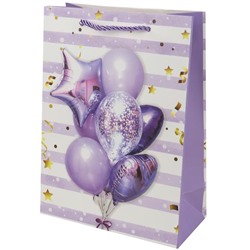 Пакет "Сумочка" п/подарок 23*18*10см Фиолетовые шарики, мат. лам. (мин.12шт) ППК-2602