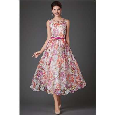 Нежное шифоновое платье Янтарное 44 размера