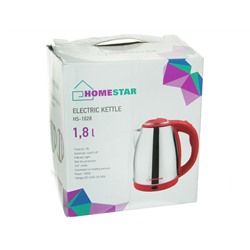 Чайник электрический 1,8л Homestar HS-1028 стальной, красный,зелёный