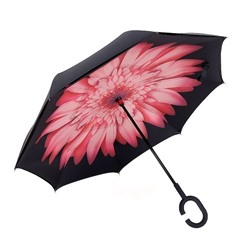 Зонт наоборот Розовый цветокМО-1549