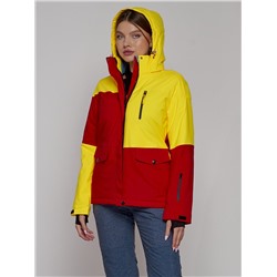 Горнолыжная куртка женская зимняя желтого цвета 2302-1J