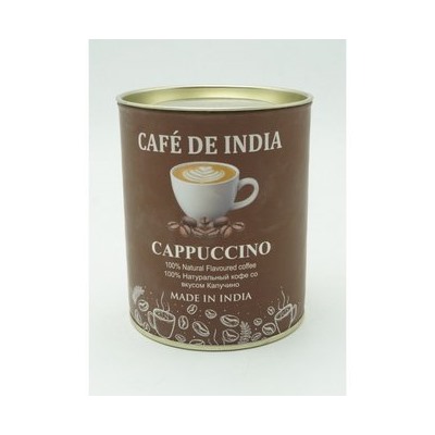 Cafe De India CAPPUCCINO, Bharat Bazaar (100% Натуральный растворимый кофе СО ВКУСОМ КАППУЧЧИНО, Бхарат Базаар), 100 г.