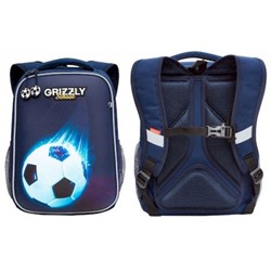 Рюкзак школьный RAw-397-3/1 "Футбол" синий 26х37х16 см GRIZZLY