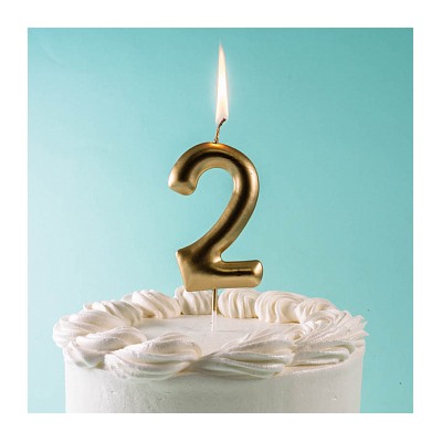 Свеча для торта "Цифра 5", золотая 8,5 см