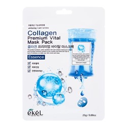EKEL Маска тканевая д/лица  с коллагеном  Collagen Premium Vital Mask Pack 25мл