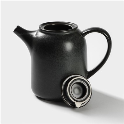 Набор керамический чайный Loft, 6 предметов: чайник 1 л, 4 кружки 250мл, поднос 33×20 см, цвет чёрный