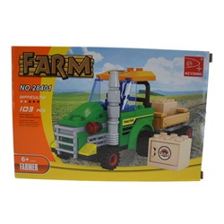 Конструктор Farm 103дет. Трактор с прицепом 22*15см  / коробка  28401