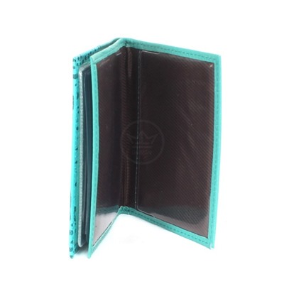 Обложка для авто+паспорт-Croco-ВП-106 натуральная кожа бирюза кайман/бирюза флотер (72/110)  250188