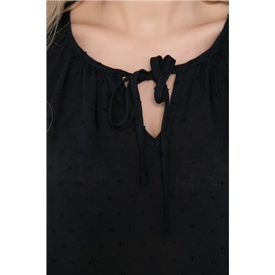 Чёрная блузка с завязками на горловине