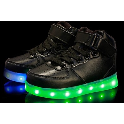 Светящиеся кроссовки с LED подсветкой детские 702, цвет Черный