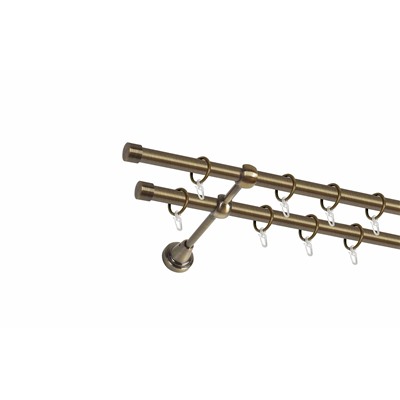 Карниз металлический 2-рядный золото антик, гладкая труба, ø16 мм  (df-100125)