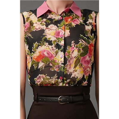 Стильная блузка с цветочным принтом Розочка