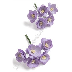 Тайские бумажные цветочки 2,5 см на веточке "Цветущая вишня" (10 шт) S3/185, фиолетовый