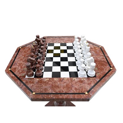 Шахматы из камня "Шахматный стол", 600*600*727мм.