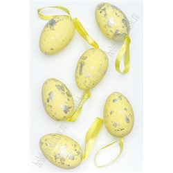 Пасхальный декор "Яйца с лентой" 4*6 см (6 шт) SF-5006, желтый