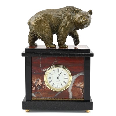 Часы каминные из яшмы "Медведь" 140*80*215 мм