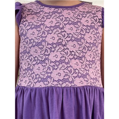 Фиолетовое платье для девочки с гипюром 84923-ДЛШ22