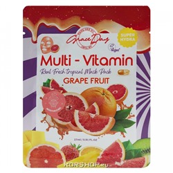 Тканевая маска для лица с поливитаминами и экстрактом грейпфрута Multy-Vitamin Grace Day, Корея, 27 мл Акция
