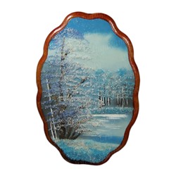 Картина из камня, пейзаж зима вертикальный "облачко" 12*18см