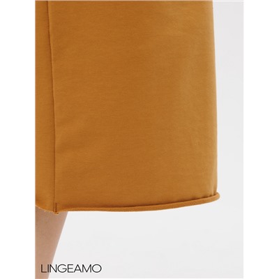 Женское платье макси из футера 2-х нитки Lingeamo горчичный ВП-10 (58)