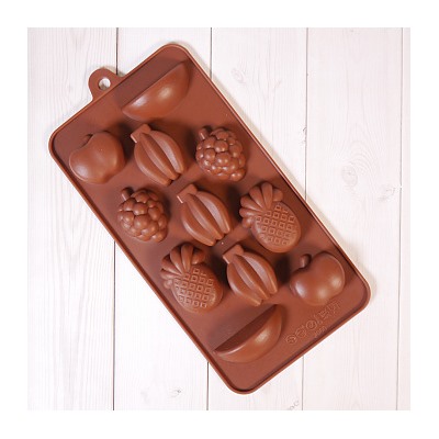 Форма силиконовая для шоколада "Мультифрукт" 20*10,5 см, 11 ячеек