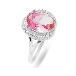 Кольцо из серебра радужный кварц розовый, Адели