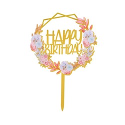 Топпер с цветами «Happy Birthday» нежный букет