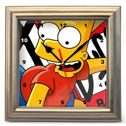 Часы настенные "Барт Симпсон" (1), Цвет рамки может быть другим.