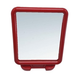 Зеркало настольное прямоугольное (пластик.корпус) Красное (17*14см)