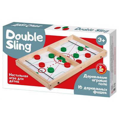 ДК.Настольная игра "Double Sling" (Дабл Слинг) (красные, зеленые фишки) (дерево) арт.02972