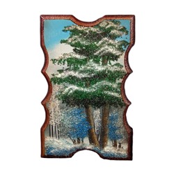 Картина из камня, пейзаж зима вертикальный "прямоугольное" 11,5*18см, 120гр