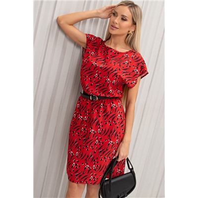 Платье короткое красного цвета с принтом Ульяна №64
