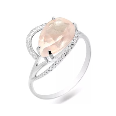 Кольцо из серебра розовый кварц, СПН4106