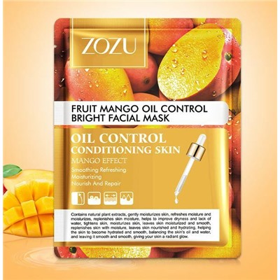 25%SALE! Zozu, Тонизирующая и себорегулирующая тканевая маска для лица с экстрактом манго, 25 гр.