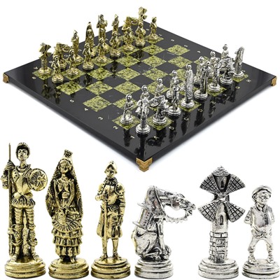 Шахматы подарочные с металлическими фигурами "Дон Кихот", 450*450мм