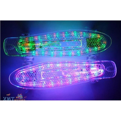 Скейтборд прозрачный с LED подсветкой (10 режимов света) в ассортименте 6028, 6028-1