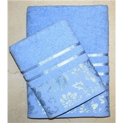 Набор махровых полотенец "Дуэт"-голубой 2 шт ( 50*90 см,70*140 см) хлопок 100%